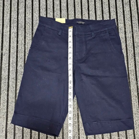 U.S. Polo Assn. Navy Blue Cotton-Blend Bermuda Shorts Size 3 Flat-Front With Poc - Picture 7 of 8